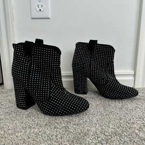 Black Suede Ankle Boots with silver studs | western boots with silver studs